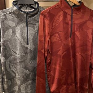 Walter Hagen Gray and Red Patterned Quarter-Zip Pullovers